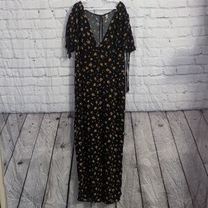 Black and Burnt orange floral Romper